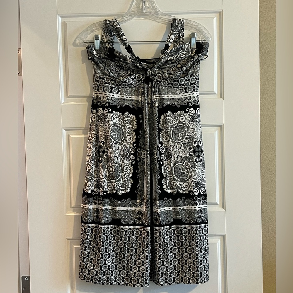 Soma Black White Paisley Short Sun Dress Size M